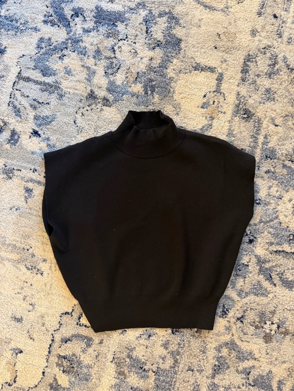 Commense Black Mock Neck Knit Vest